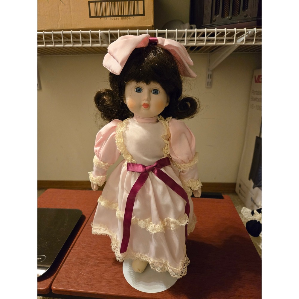 Dynasty Doll Collection Cardinal‎ Inc Porcelain Doll Pink Lace Dress Vintage